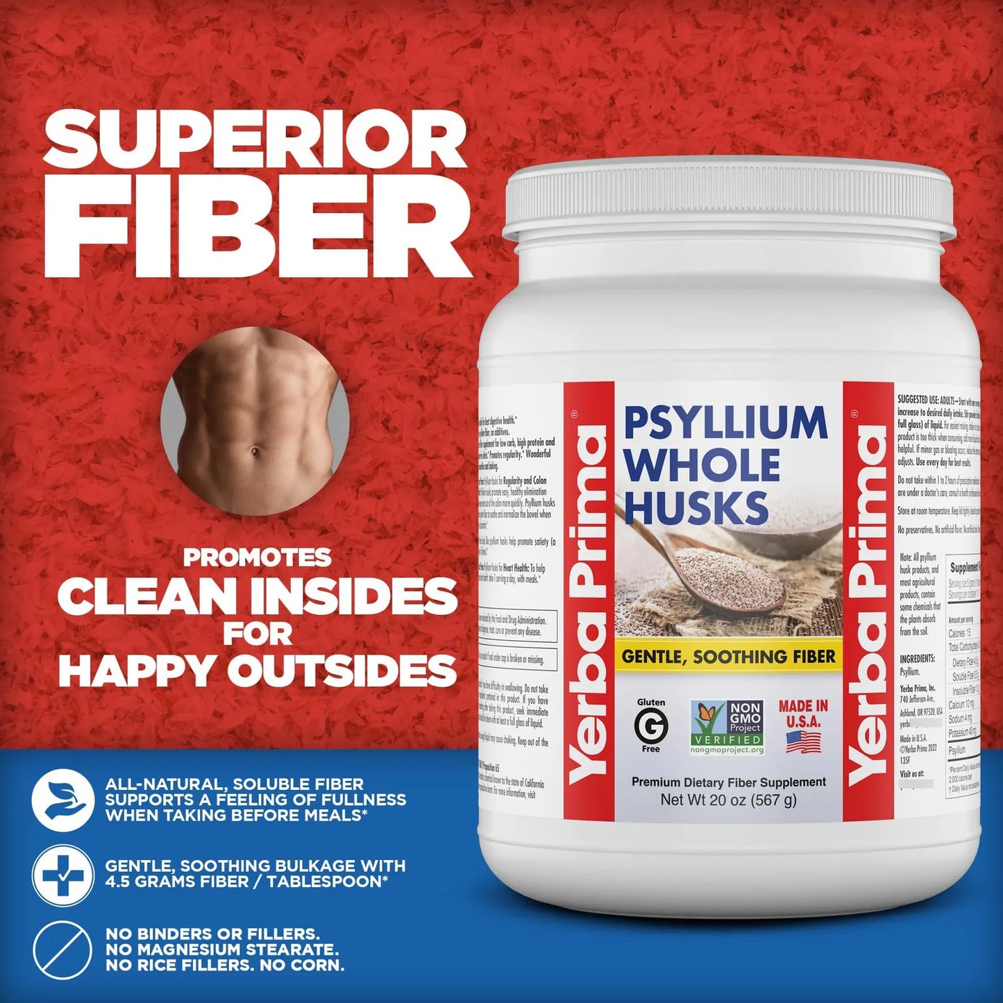 Fibra De Cáscaras De Psyllium 20 Onzas Limpieza Colon Salud Intestinal Vegano Sin Gluten