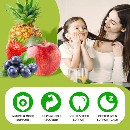 Gomitas De Calcio Magnesio Zinc Vitamina D3 Salud Ósea Muscular Sin Azúcar