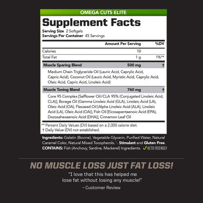 Omega Cuts Elite Formula Perdida De Grasa Y Definicion Muscular Con Cla Y Mct