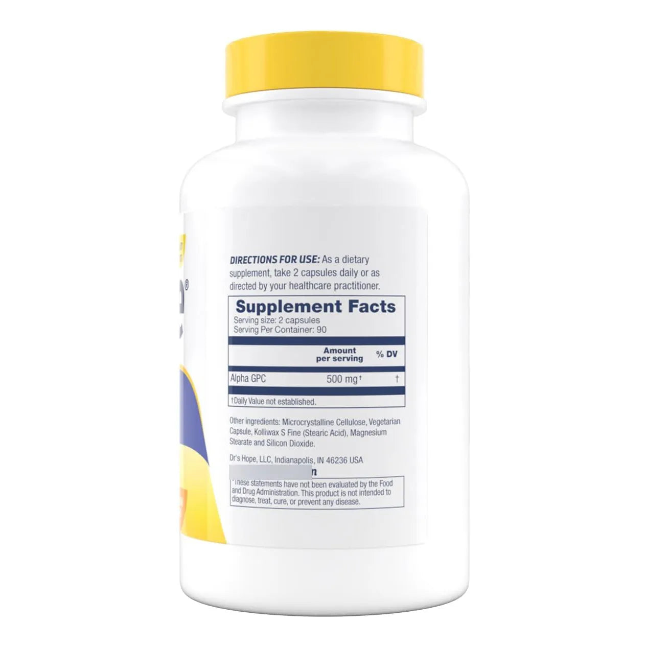 Drs Hope Alpha GPC 500 Mg Suplemento Para Memoria Y Función Cognitiva 180 Cápsulas Vegetarianas