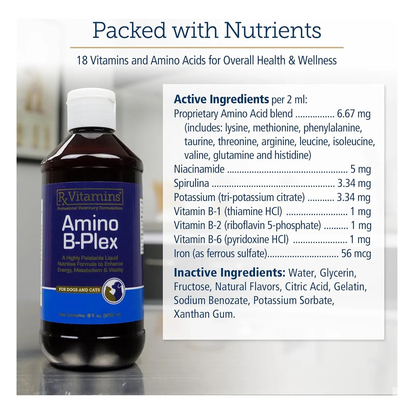 Complejo Líquido De Vitamina B Y Aminoácidos Para Gatos Y Perros Rx Vitamins Amino B Plex