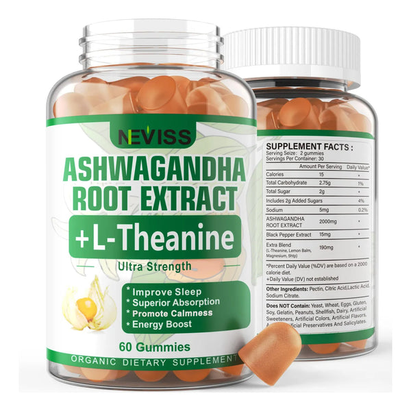 Gomitas De Ashwagandha 2000 Mg Con 5 HTP Y L Teanina Para Calma Y Sueño