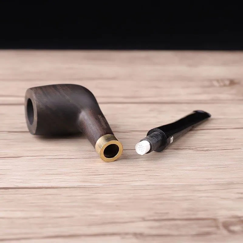 Tubo De Tabaco Recto De Ébano Hecho A Mano Con Filtro Y Herr