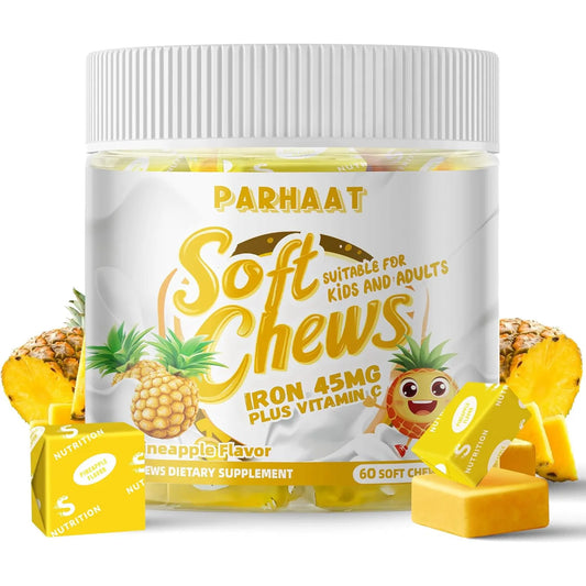 Hierro Masticable Suave Con Vitamina C Sabor Piña 60 Unidades
