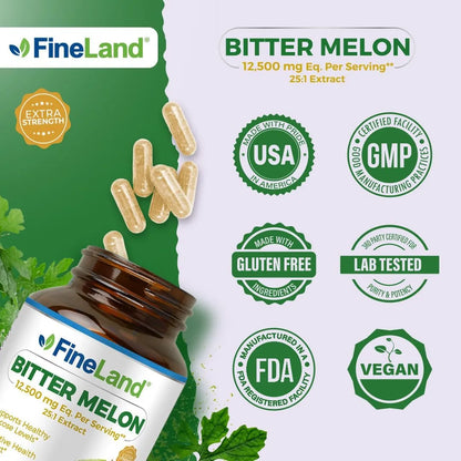Extracto De Melón Amargo 12500 Mg Estandarizado 10% 160 Cápsulas Vegano