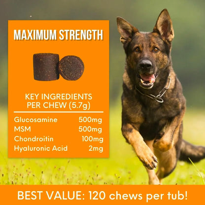 Masticables Suaves Para Cadera Y Articulaciones Máximo Sopor 120 Unidades Perros