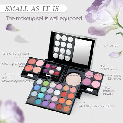 Kit De Maquillaje Portátil Nymph 24 Sombras Colorete Brillo Labios Cepillos