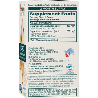 Raiz De Regaliz Organica 60 Capsulas Apoyo Digestivo Acidez Himalaya