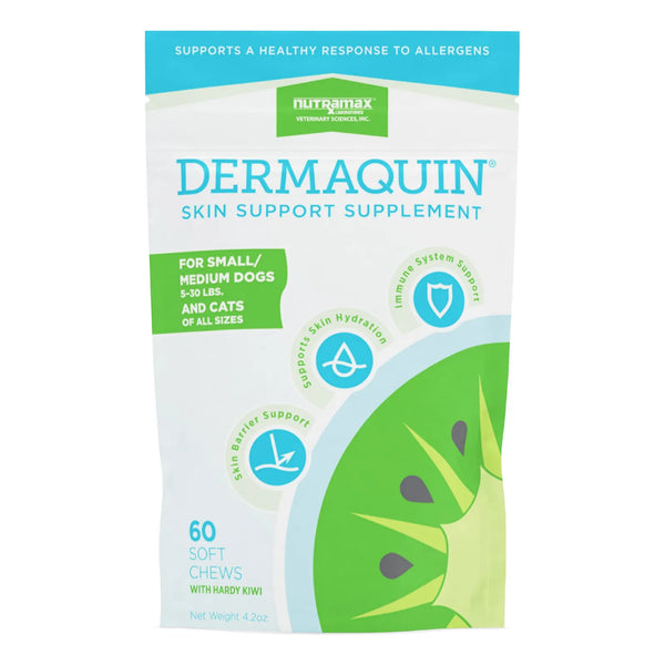Dermaquin Skin Support Suplemento Para Piel De Mascotas Perros Y Gatos 60 Tabletas
