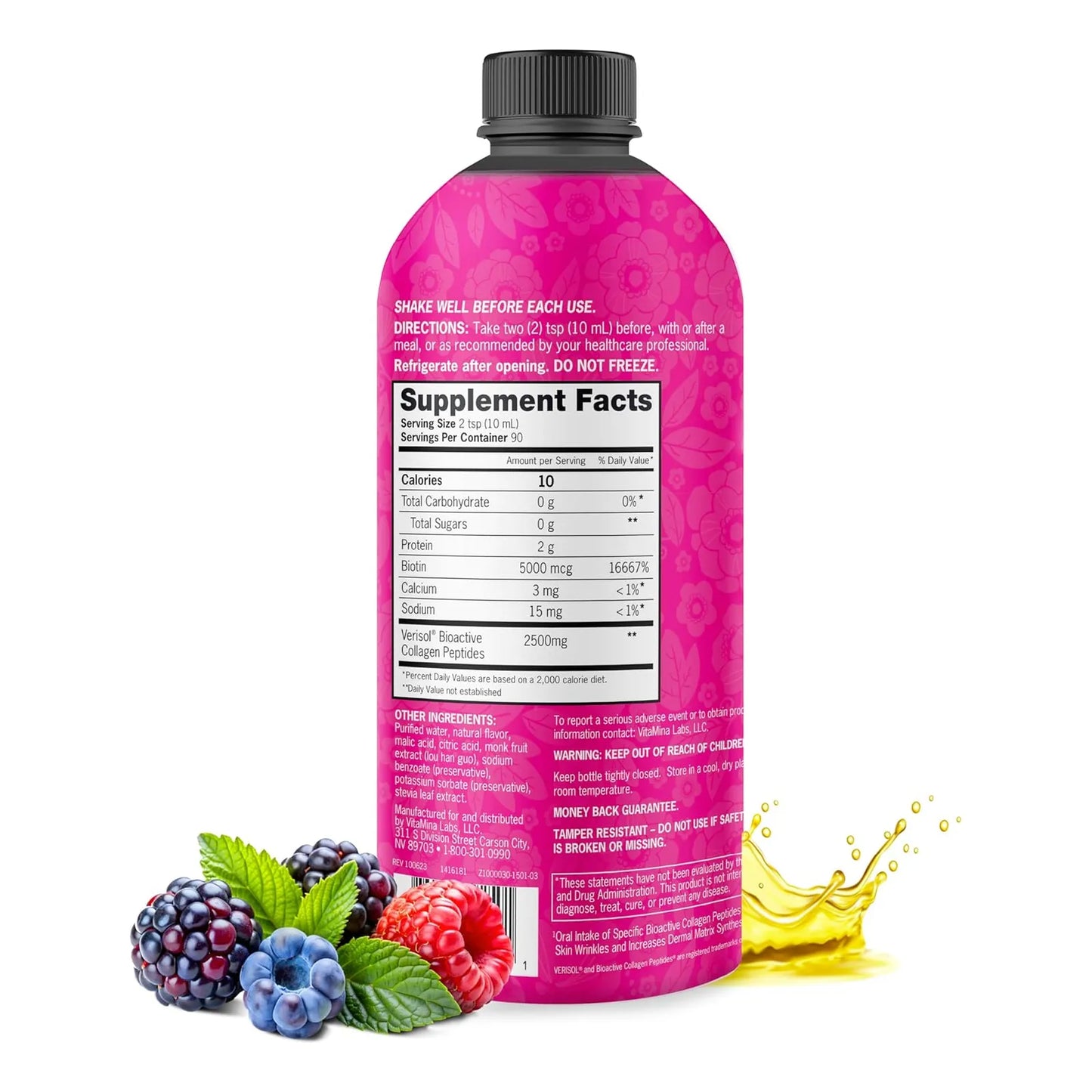 Colageno Liquido Zena Con Biotina Para Bienestar Diario Colágeno + Biotina 2500 Mg Frutos Rojos - Imagen 4