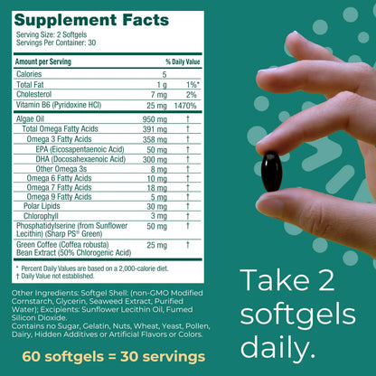 Life Brain Omega-3 De Algas Vegano 180 Cápsulas Enfoque Memoria Y Ánimo