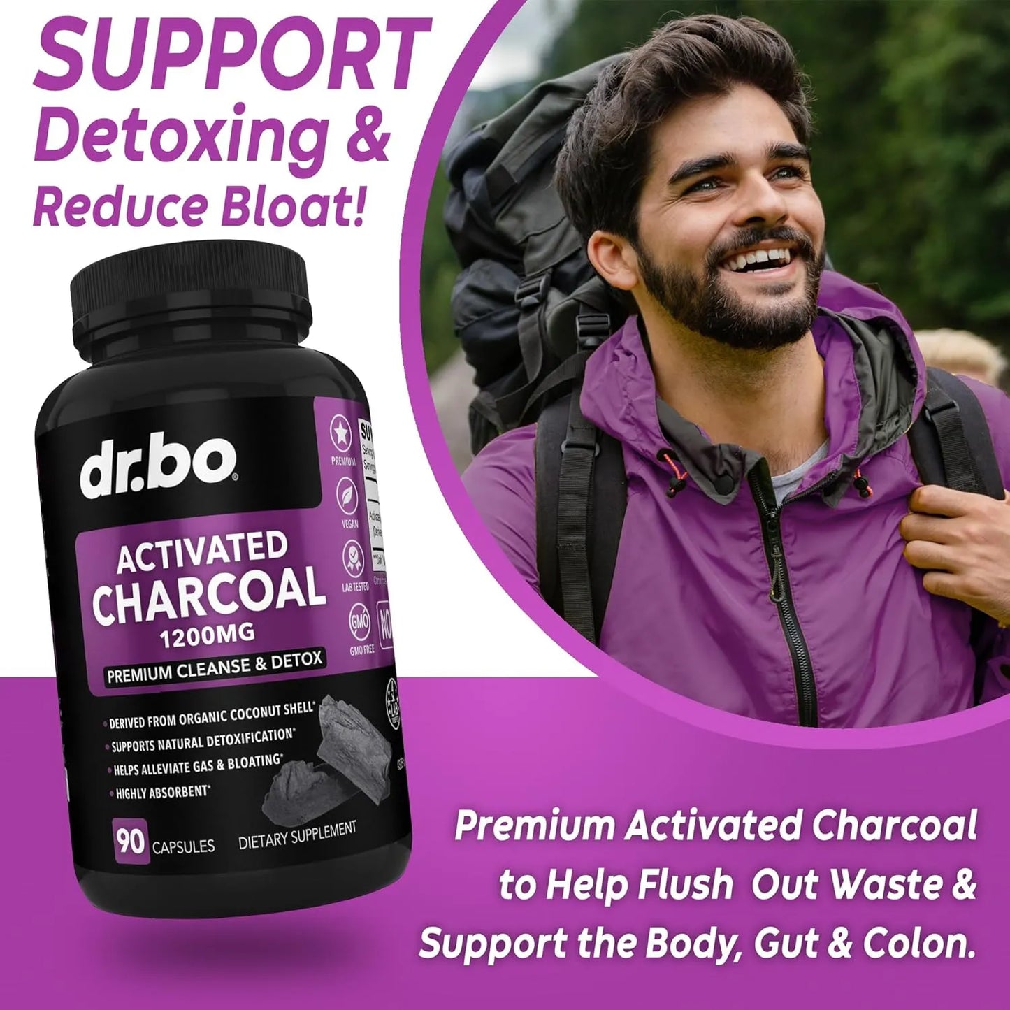 Capsulas De Carbon Activado 1200 Mg Alivio Gases E Hinchazon Digestiva