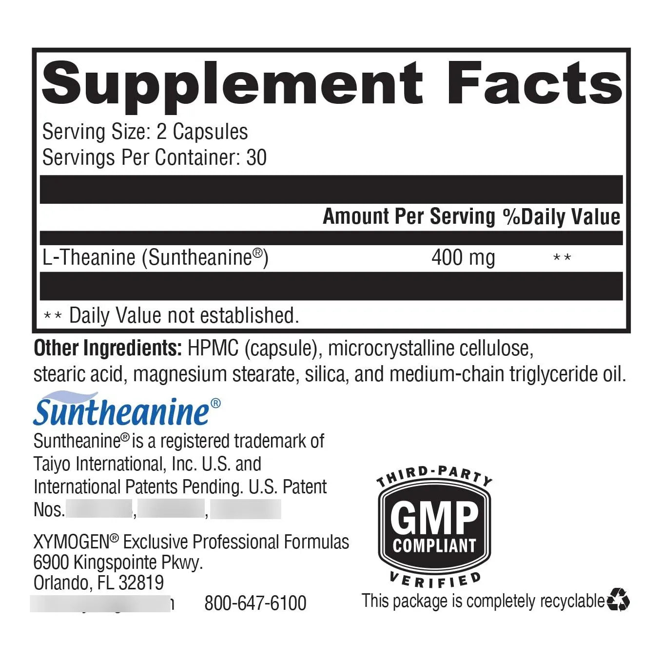 L Teanina Suntheanine 400 Mg Suplemento Para Calma Y Enfoque 60 Capsulas