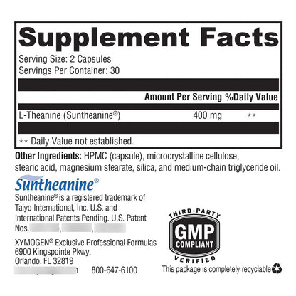 L Teanina Suntheanine 400 Mg Suplemento Para Calma Y Enfoque 60 Capsulas