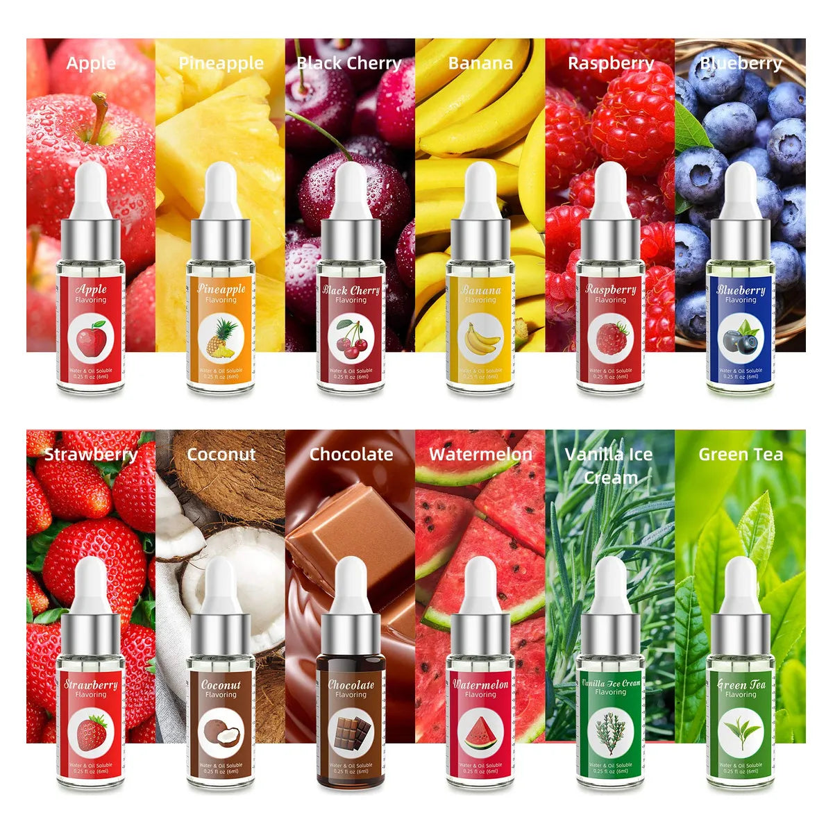 Aceite Aromatizante Para Alimentos 12 Sabores Intensos Incluye Vainilla Chocolate Y Fresa