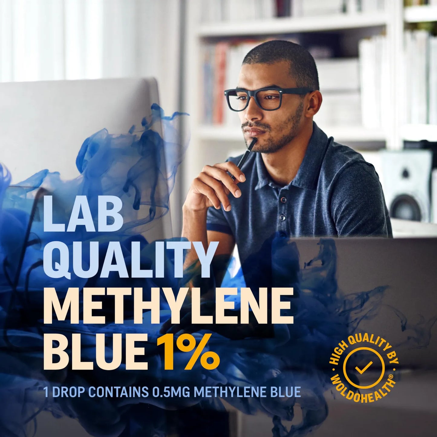 Tinta Azul Metileno Grado Farmacéutico 100 Ml Botella Vidrio Ambar Cuentagotas