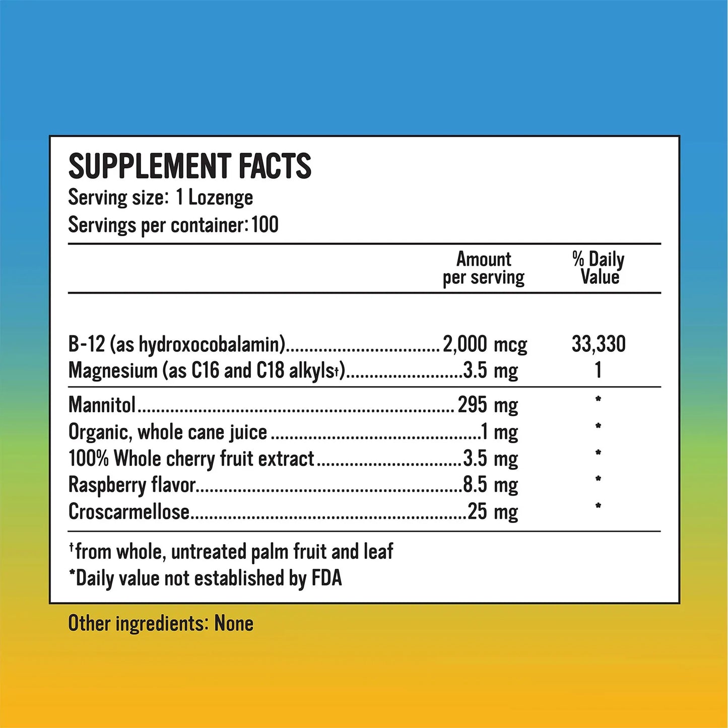 Vitamina B12 Sublingual 2000 Mcg Energía Duradera Vegano Sin Gluten