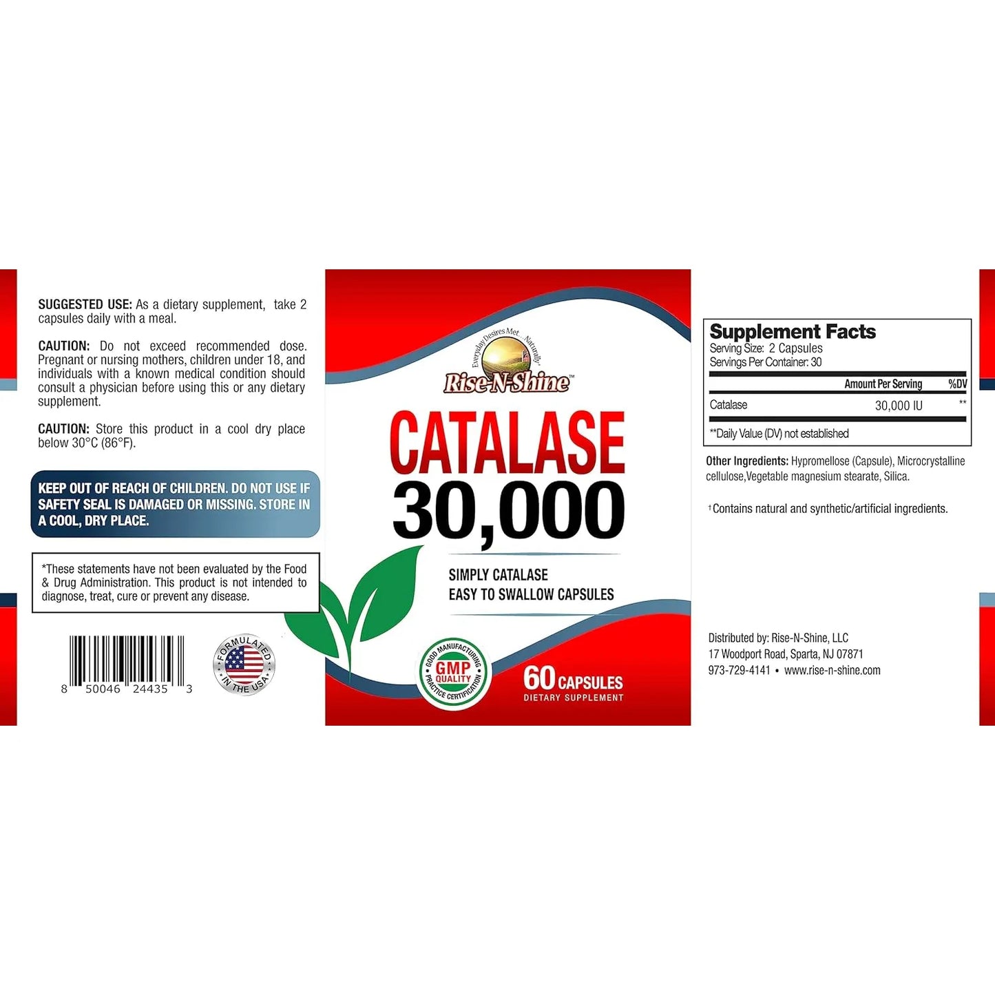 Catalasa 30000 Unidades Enzima Antioxidante Cabello Fuerte 60 Capsulas