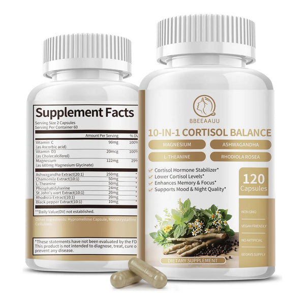 Suplemento Reductor De Cortisol Con Magnesio Ashwagandha Y Rhodiola 120 Capsulas