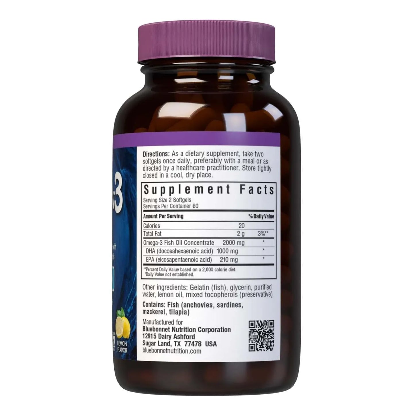 Omega 3 Dha 1000 Mg Epa 210 Mg Bluebonnet Suplemento Cognitivo Natural
