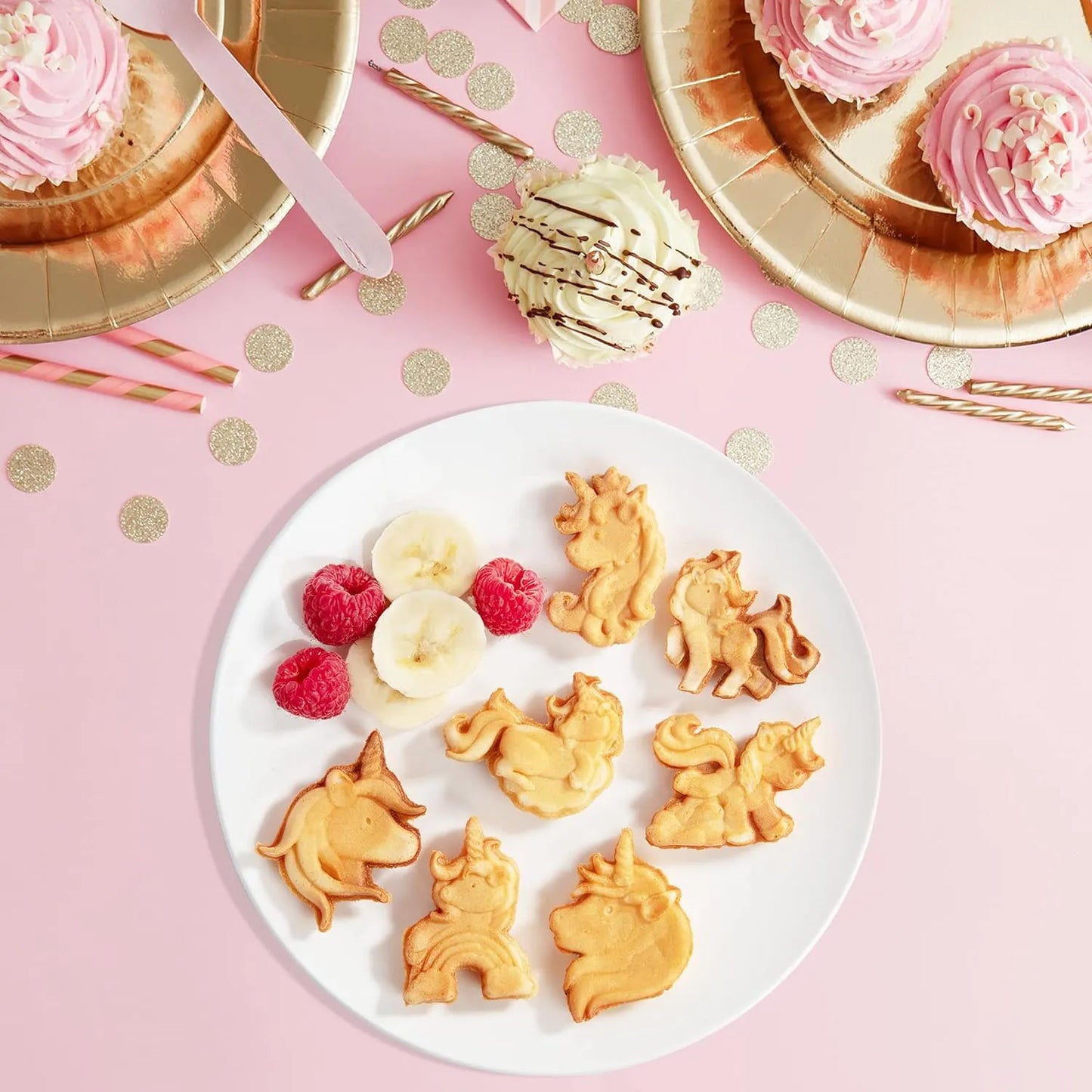 Maquina Waffles Unicornio 7 Figuras Divertidas Desayunos Magicos Antiadherente