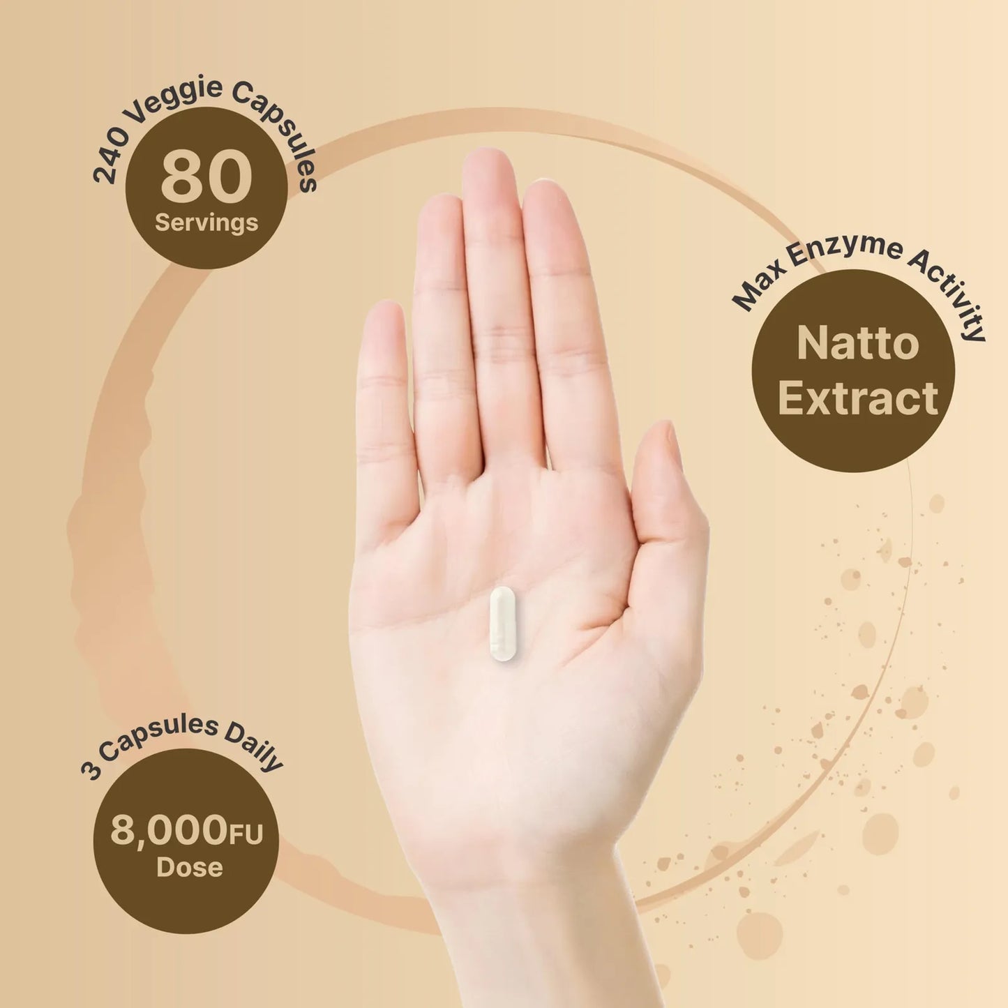 Nattoquinasa 8000 FU 240 Cápsulas Vegetales Suplemento Cardíaco