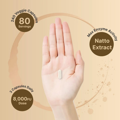 Nattoquinasa 8000 FU 240 Cápsulas Vegetales Suplemento Cardíaco