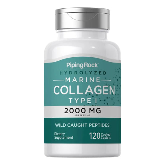 Péptidos De Colágeno Marino 2000 Mg 120 Comprimidos Piping Rock Tipo 1 Hidrolizado Sin OMG