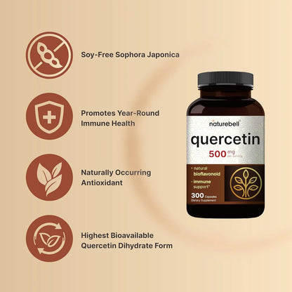 Quercetina 500 Mg 300 Capsulas Apoyo Inmunologico NatureBell