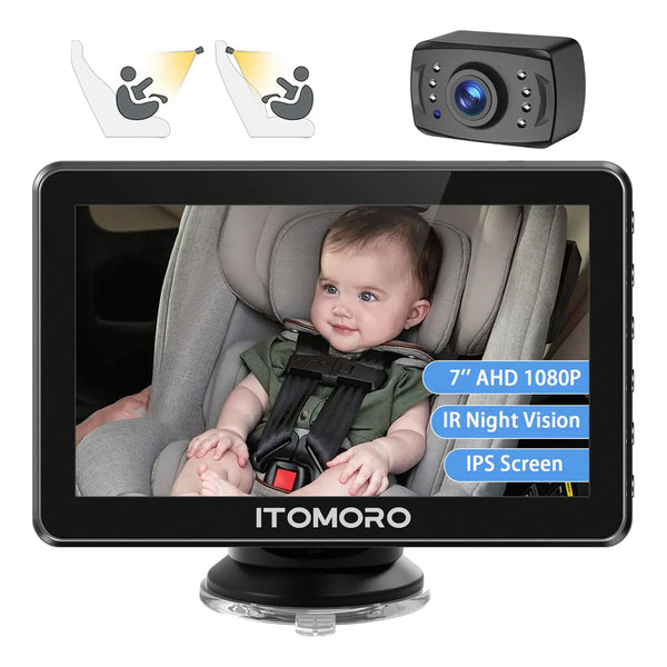 Cámara Para Coche 7 Pulgadas HD 1080p Visión Nocturna Infrarroja Pantalla Grande Y Rotación 360°