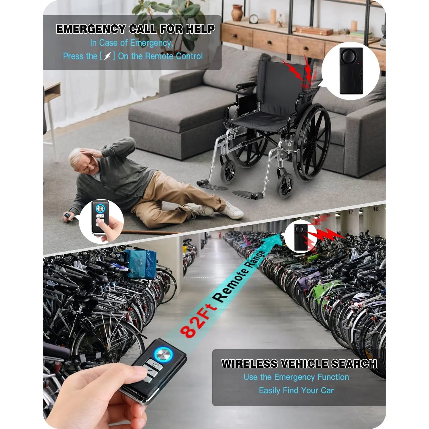 Alarma Inalambrica Control Remoto Antirrobo 110db WSDCAM Vibracion Puerta Bicicleta Auto