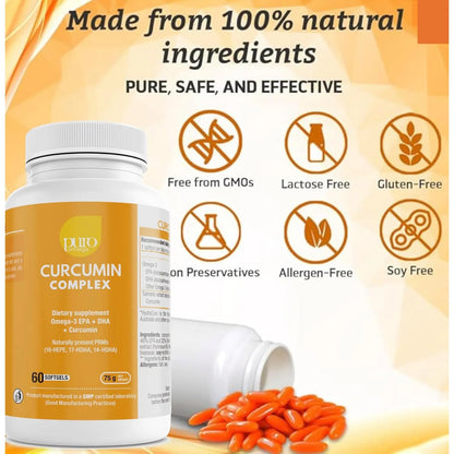 Capsulas De Curcumina De Curcuma 500 Mg Con Omega 3 Alivia Articulaciones