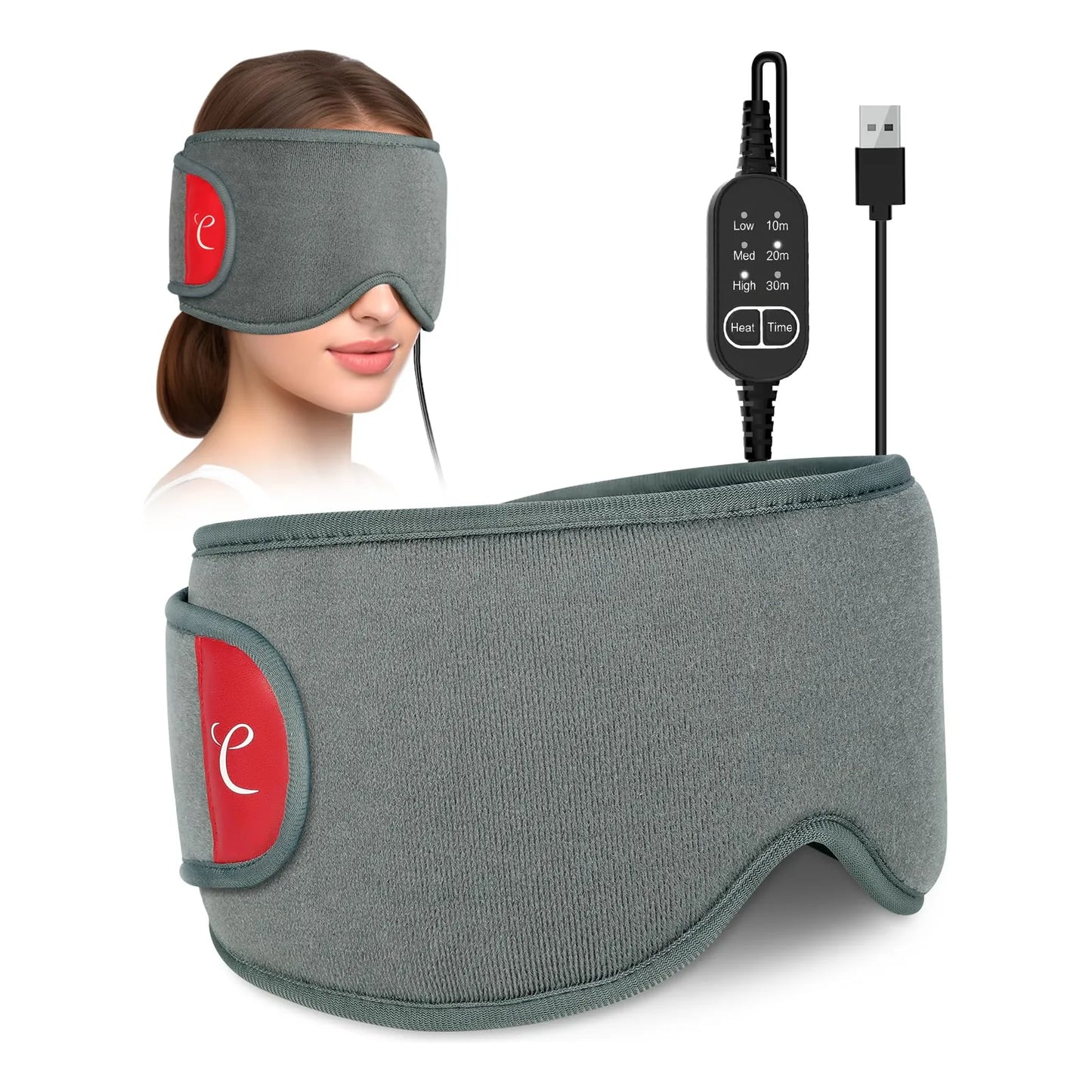 Máscara Térmica Ojos Secos USB Alivia Migraña Fatiga Ocular 3 Niveles Calor
