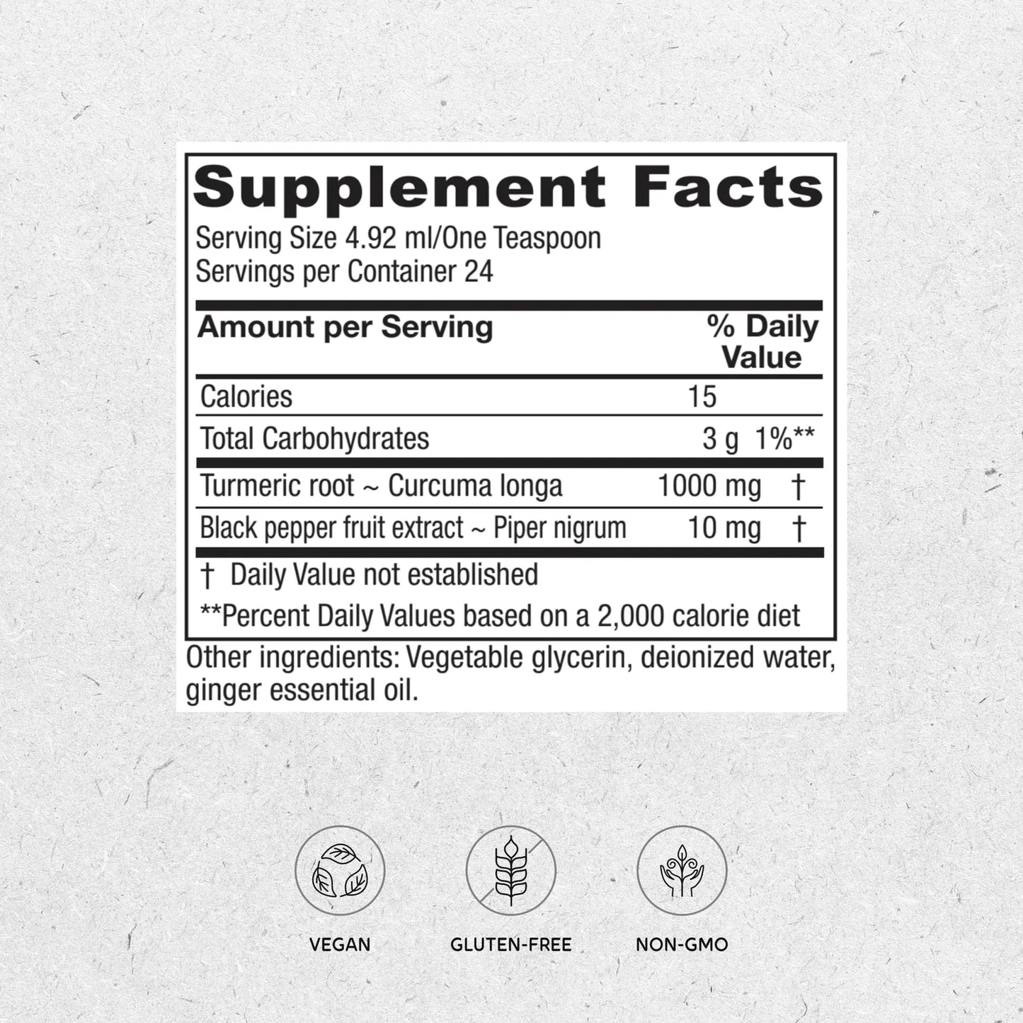 Tónico Líquido De Cúrcuma Con Curcumina 1000 Mg Pimienta Negra Y Jengibre