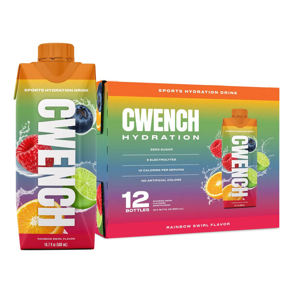 Cwench Hydration Remolino Arcoiris Bebida Deportiva 12 Pack 16.9oz Hidratacion Instantanea Con Electrolitos Y Vitaminas