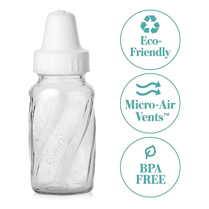 Set De 6 Botellas De Vidrio Evenflo 4oz Twist Libres De BPA Y Ecoamigables