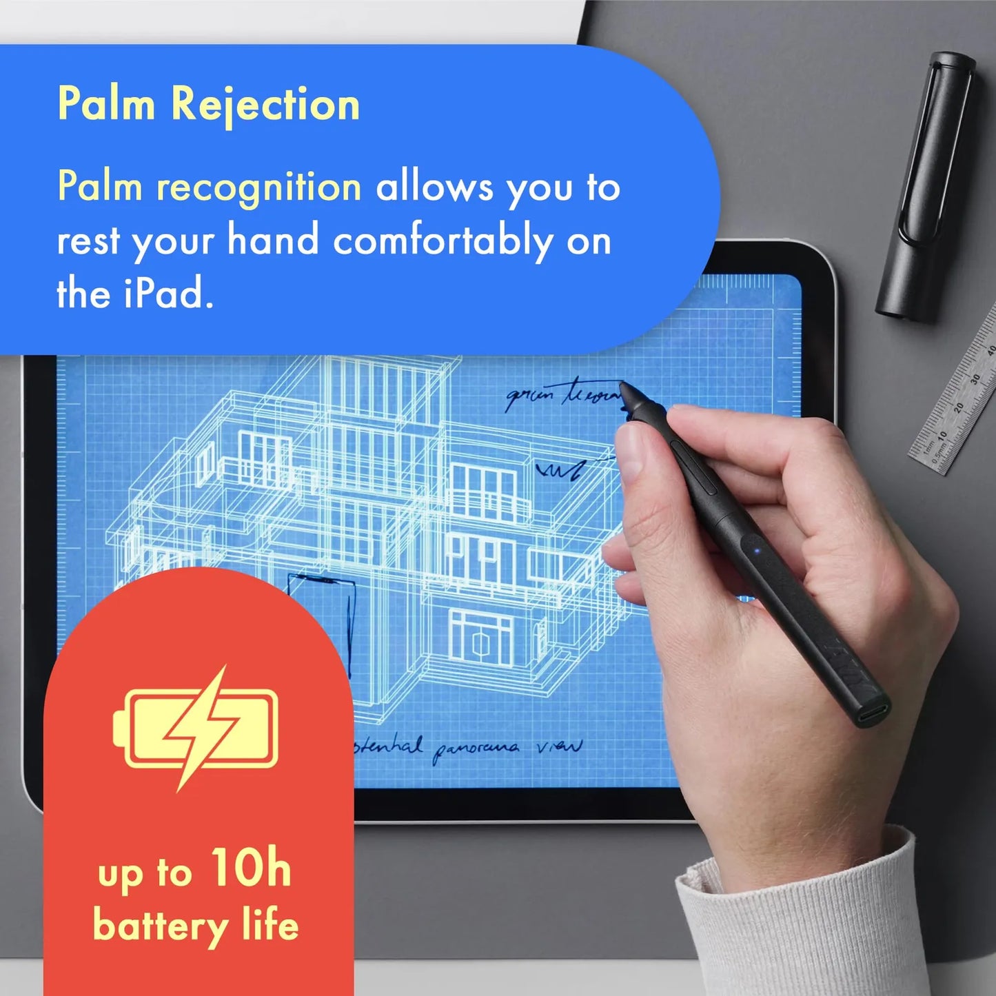 Lápiz Capacitivo Safari Note+ Para iPad Con Rechazo De Palma Y Sensibilidad Inclinación