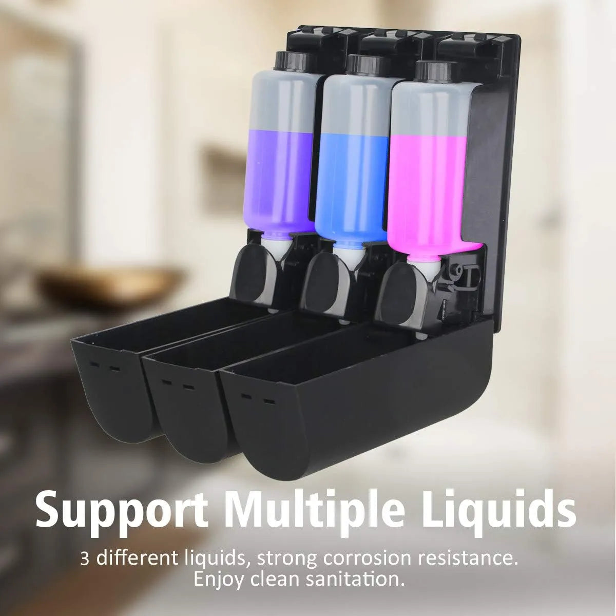 Dispensador Jabon Con Camara 3 Botellas Capacidad 350 Ml Organiza Tu Baño Sin Desperdicios