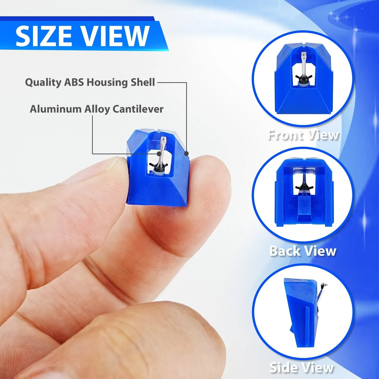 Aguja Tocadiscos Diamante Azul Compatible Con Cartuchos VM95 Sonido Premium