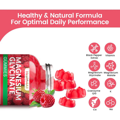 Gomitas De Magnesio Y Potasio 1000 Mg Sin Azúcar Para Relajación y Energía