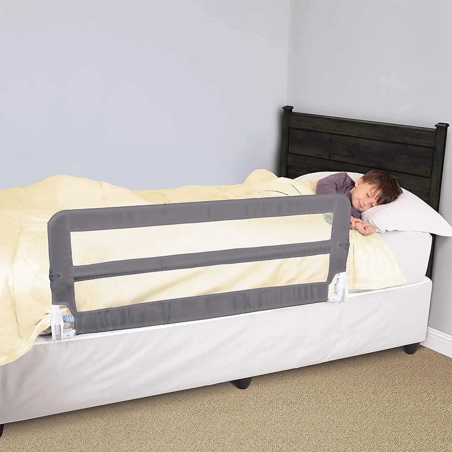 Riel De Cama Plegable Little Chicks Sydney Seguridad Para Niños Colchón Queen Gris