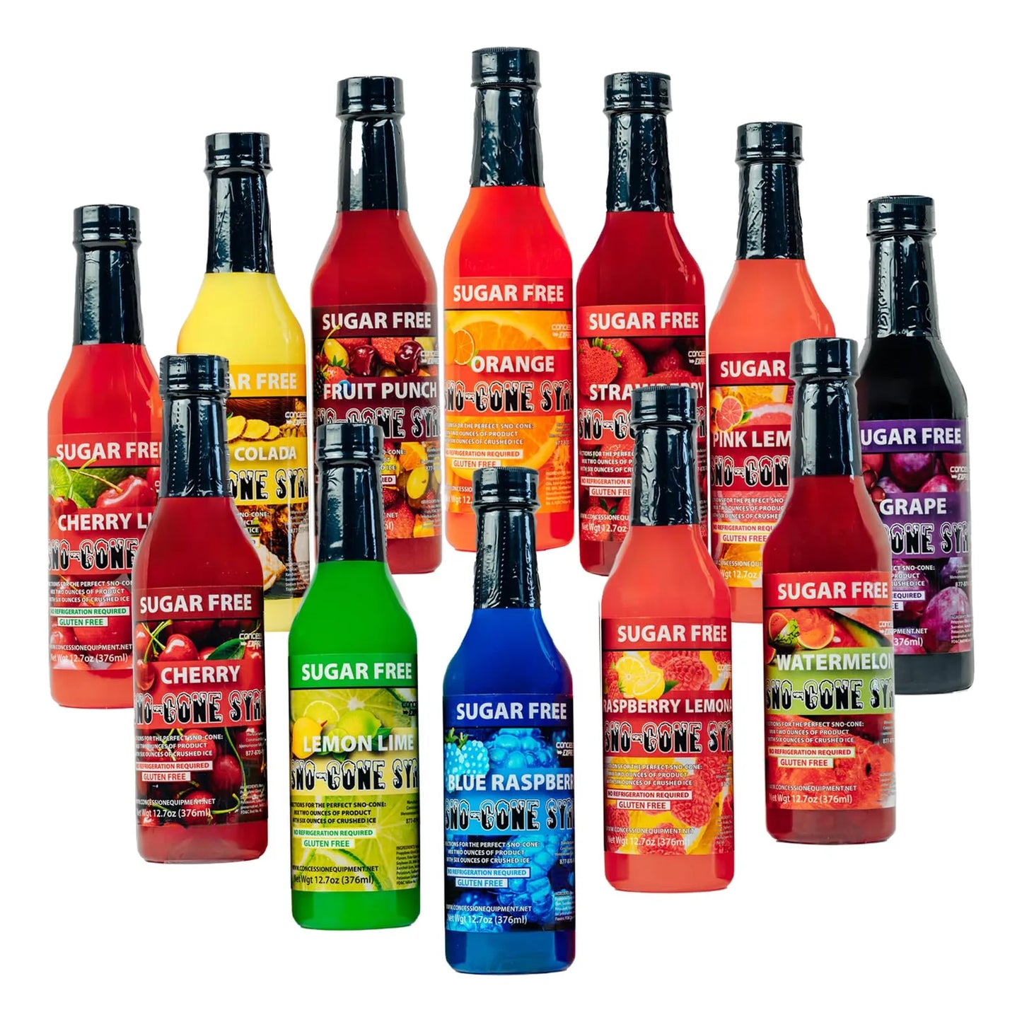 Sirope De Cono Sin Azúcar 12 Sabores 360ml Paquete De 12 Unidades Importado