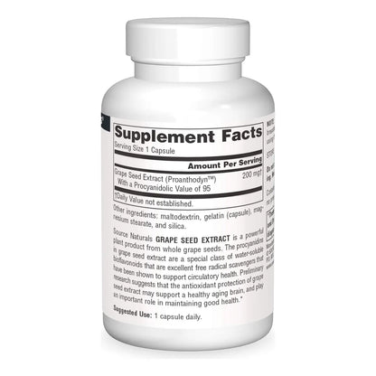 Extracto De Semilla De Uva Proanthodyn Antioxidante 200 Mg Source Naturals 60 Capsulas