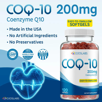 Coenzima Q10 200mg 120 Cápsulas Blandas Antioxidante Para Energía Y Corazón