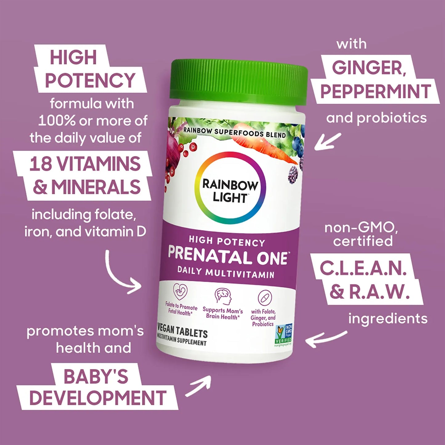 Multivitamínico Prenatal One Alta Potencia Con Vitamina C Vegano 30 Unidades