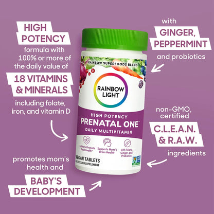 Multivitamínico Prenatal One Alta Potencia Con Vitamina C Vegano 30 Unidades
