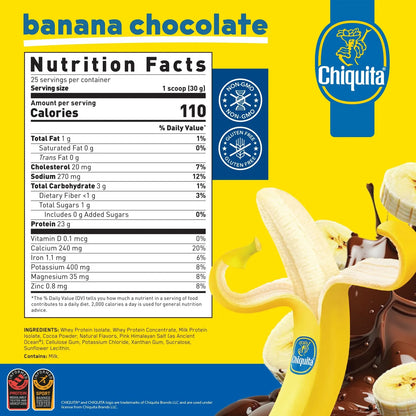 Proteína De Suero En Polvo Sabor Chocolate Plátano 23 Gramos Alto En Proteína Bajo En Azúcar