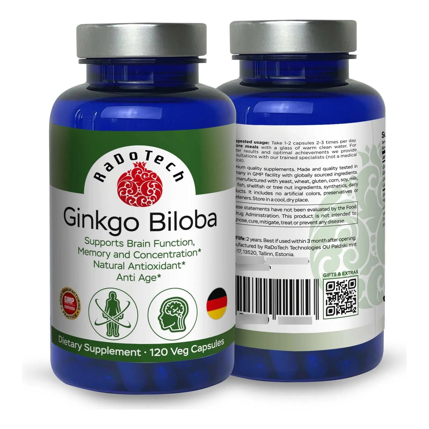 Ginkgo Biloba 120 Cápsulas Suplemento Memoria Concentración Antioxidantes