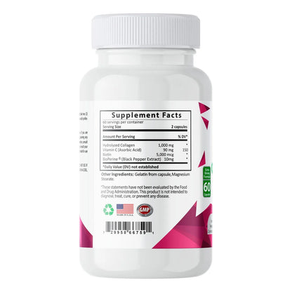 Colageno Natural Con Biotina Y Bioperina Hidrata Y Reafirma Piel 120 Capsulas