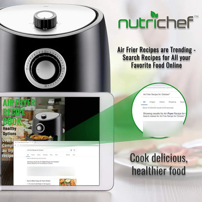 Freidora De Aire Nutrichef 1000W 2 Cuartos Cocina Sin Aceite Ahorra Tiempo Y Dinero